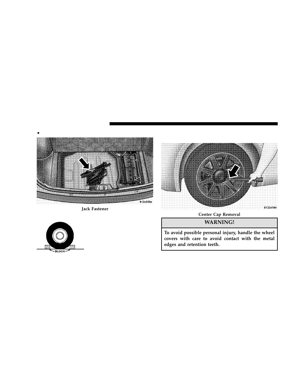 Jacking and changing a tire | Dodge 2006 Charger User Manual | Page 266 / 368