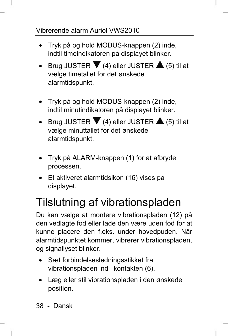 Tilslutning af vibrationspladen | Auriol VWS 2010 User Manual | Page 39 / 46