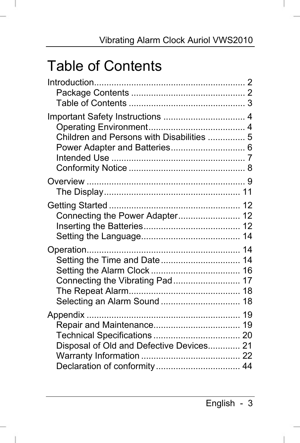 Auriol VWS 2010 User Manual | Page 4 / 46