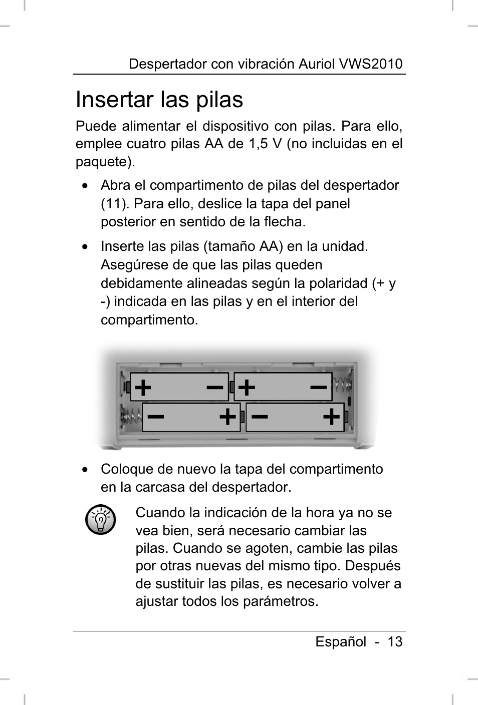 Insertar las pilas | Auriol VWS 2010 User Manual | Page 14 / 88