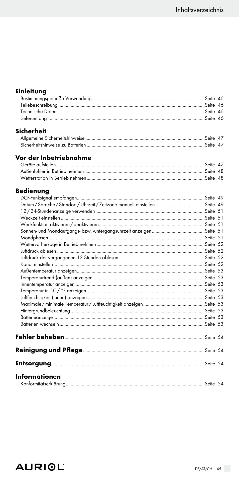 Auriol Z29536 User Manual | Page 45 / 55