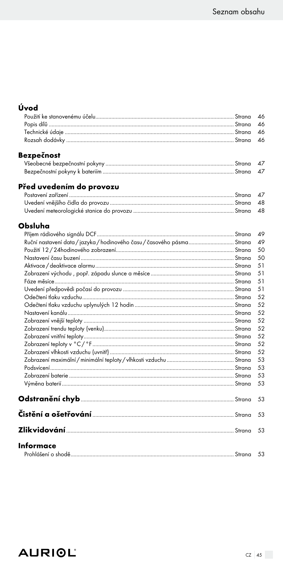 Auriol Z29536 User Manual | Page 45 / 75