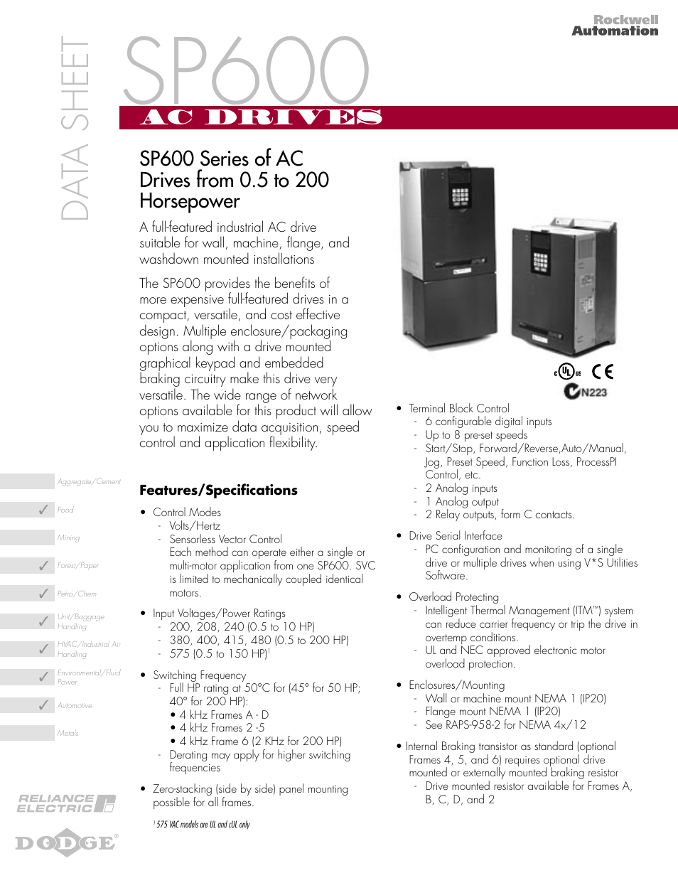 Dodge SP600 Series User Manual | 4 pages