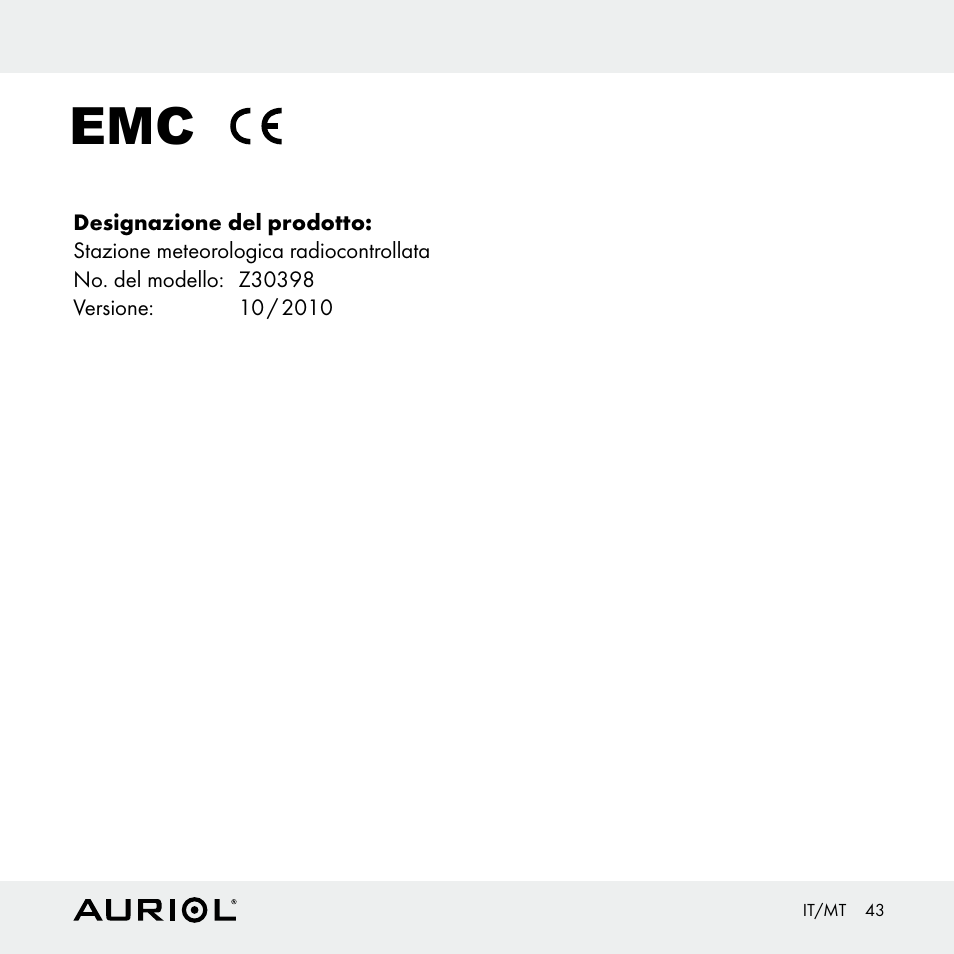 Auriol Z30398 User Manual | Page 43 / 98