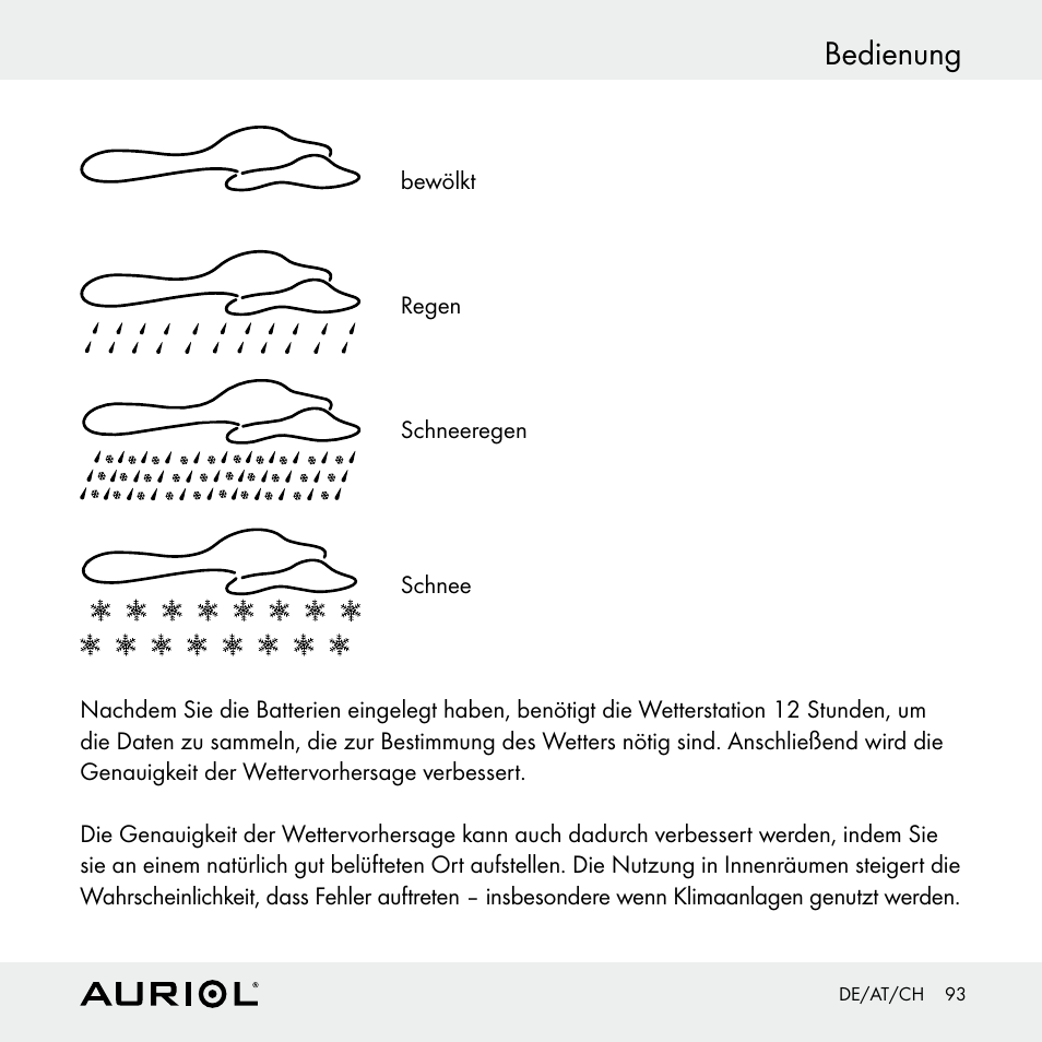 Bedienung | Auriol Z30398 User Manual | Page 93 / 98