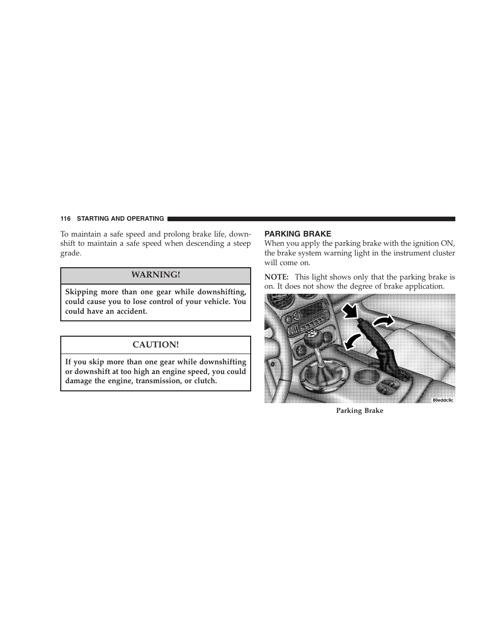 Parking brake | Dodge 2005 Viper User Manual | Page 116 / 264