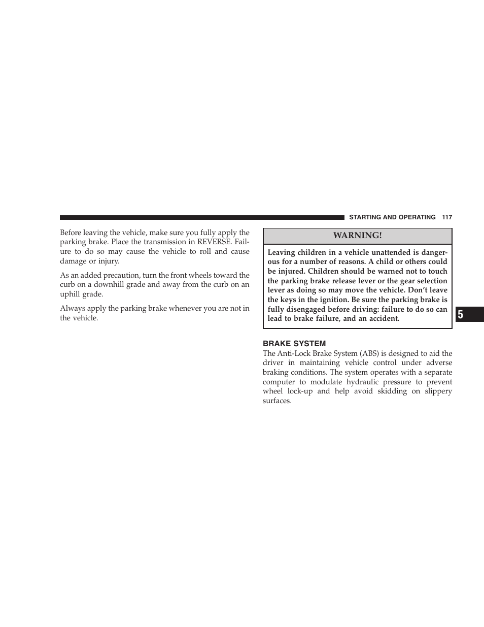 Brake system | Dodge 2005 Viper User Manual | Page 117 / 264