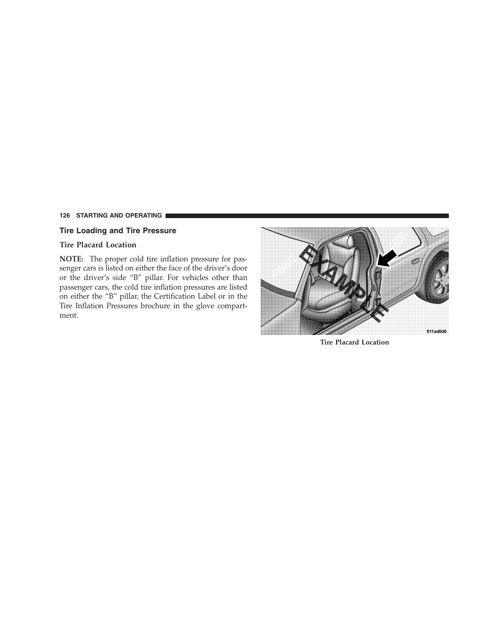 Tire loading and tire pressure | Dodge 2005 Viper User Manual | Page 126 / 264