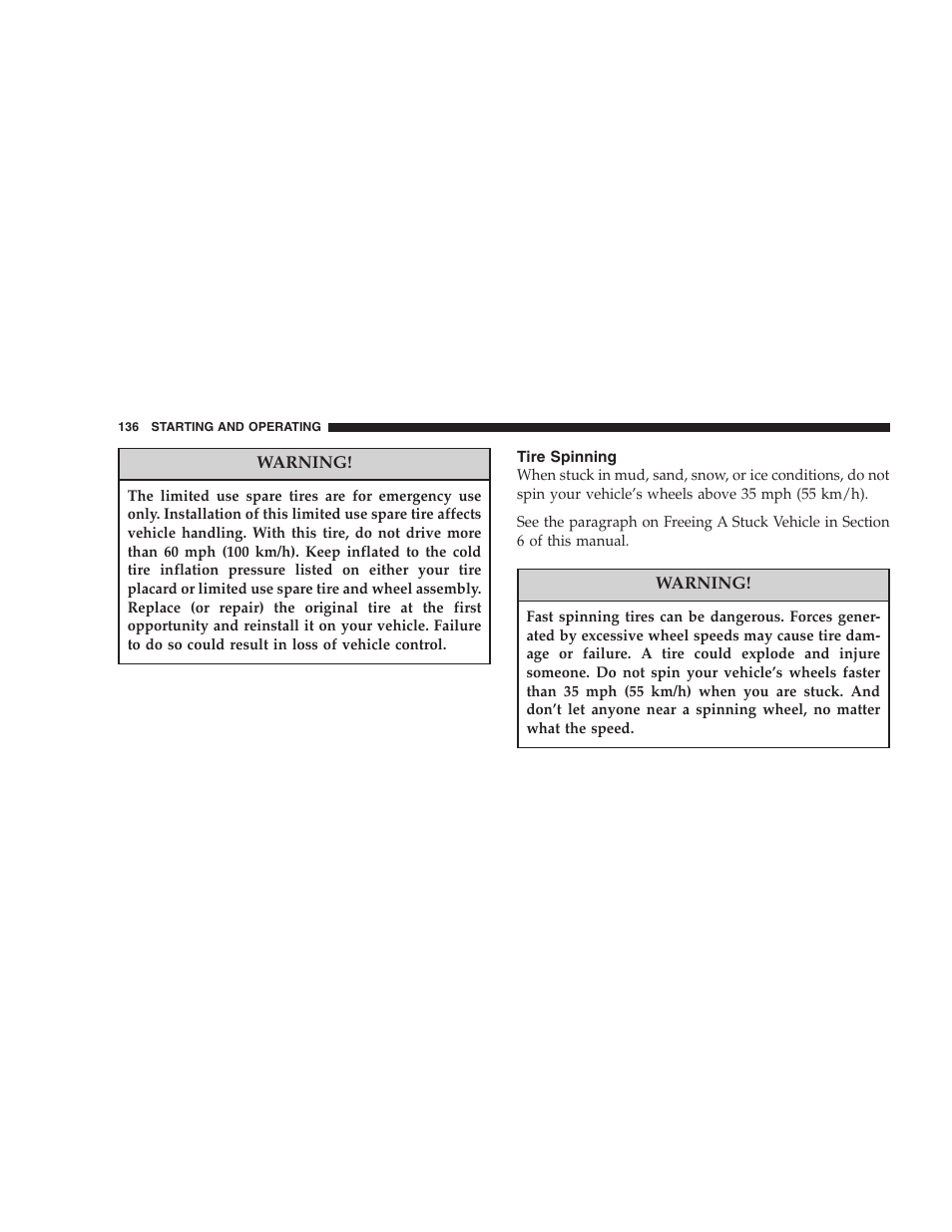 Tire spinning | Dodge 2005 Viper User Manual | Page 136 / 264