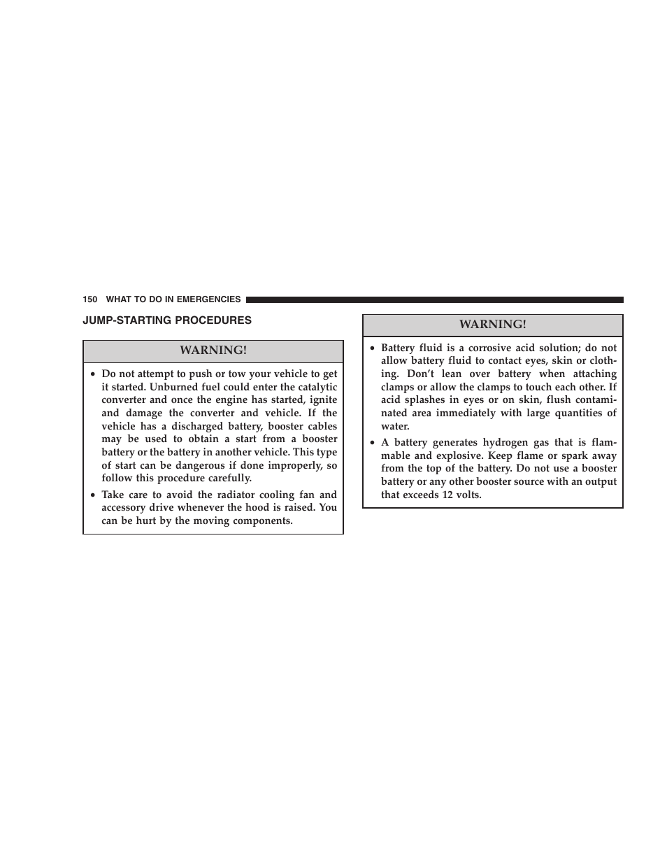 Jump-starting procedures | Dodge 2005 Viper User Manual | Page 150 / 264