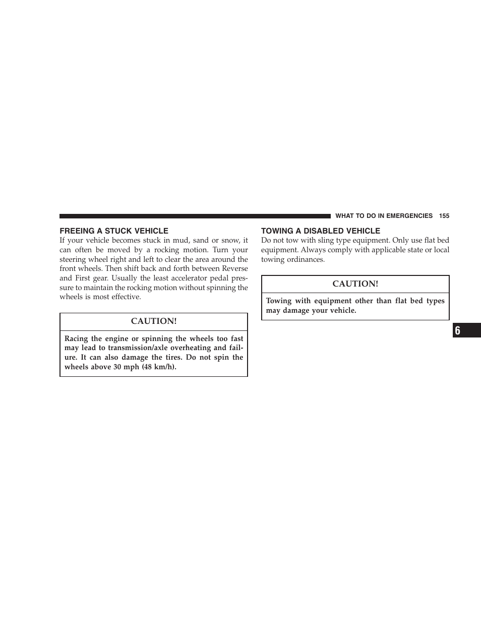 Freeing a stuck vehicle, Towing a disabled vehicle | Dodge 2005 Viper User Manual | Page 155 / 264
