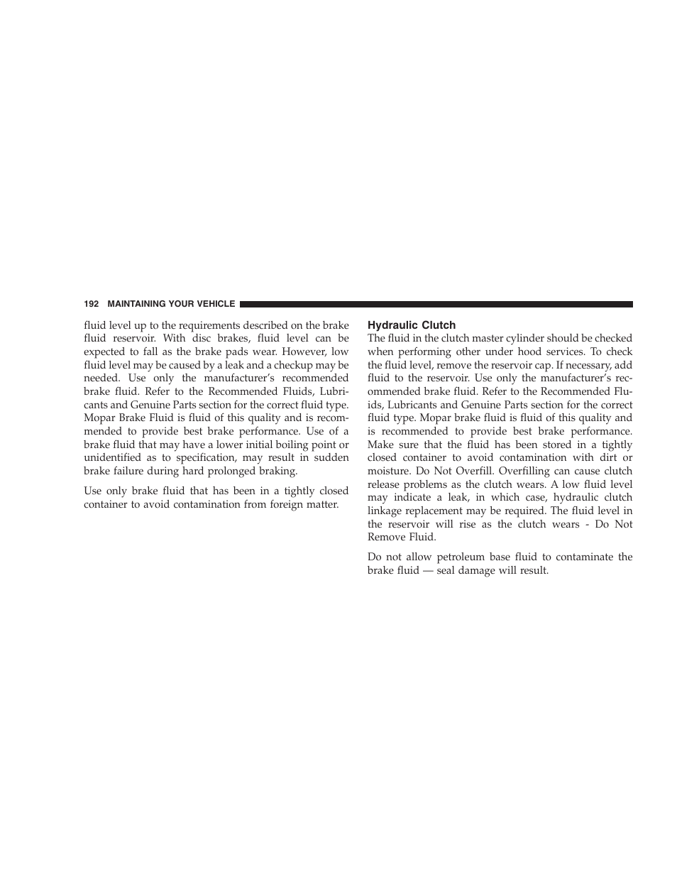 Hydraulic clutch | Dodge 2005 Viper User Manual | Page 192 / 264