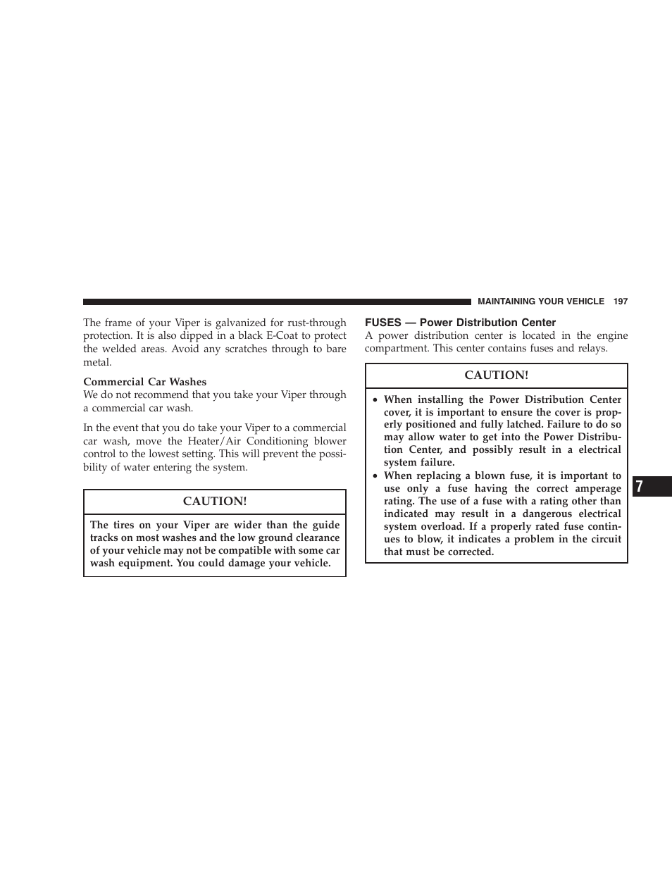 Fuses — power distribution center | Dodge 2005 Viper User Manual | Page 197 / 264