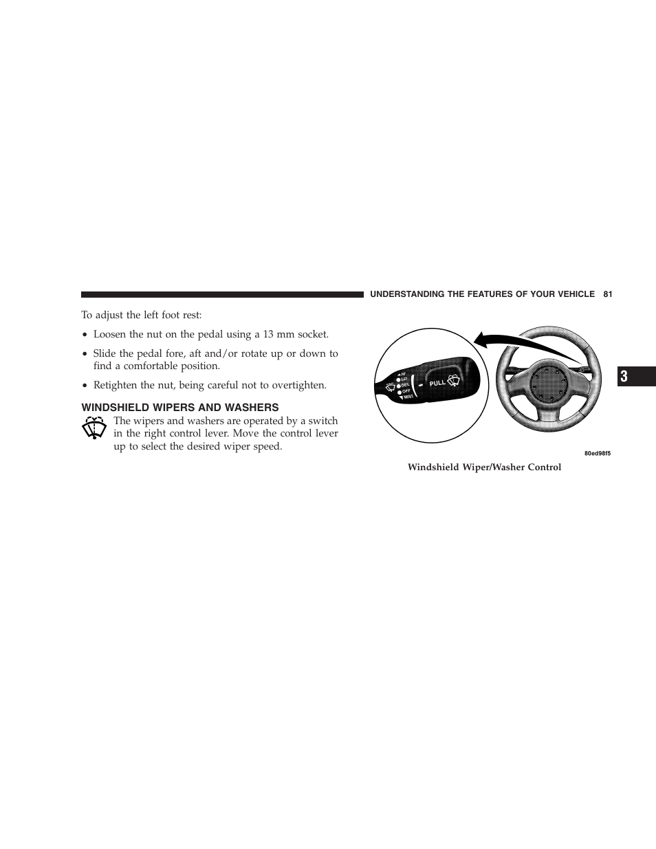 Windshield wipers and washers | Dodge 2005 Viper User Manual | Page 81 / 264