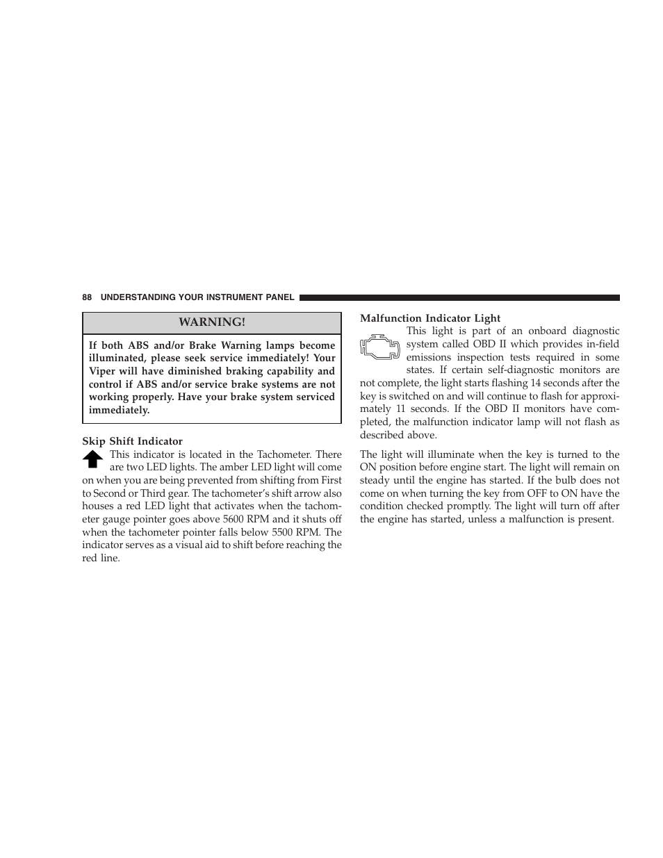 Dodge 2005 Viper User Manual | Page 88 / 264