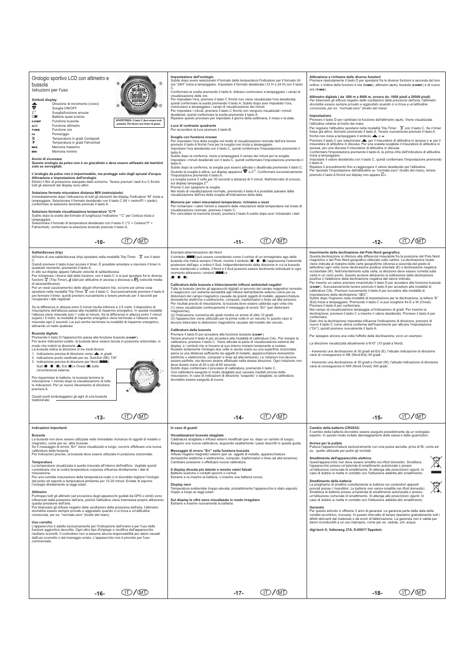 Seite3, Orologio sportivo lcd con altimetro e bussola | Auriol 1-LD3061 User Manual | Page 3 / 7