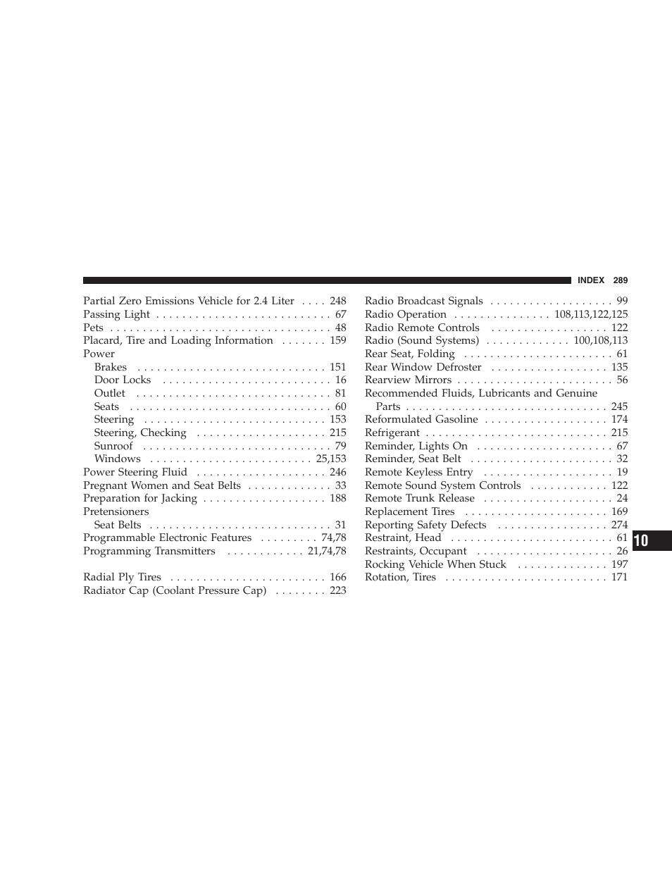 Dodge 2005 JR41 Stratus User Manual | Page 289 / 293