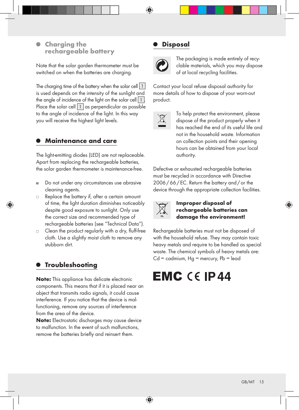 Charging the rechargeable battery, Maintenance and care, Troubleshooting | Disposal | Auriol Z31269 User Manual | Page 15 / 19