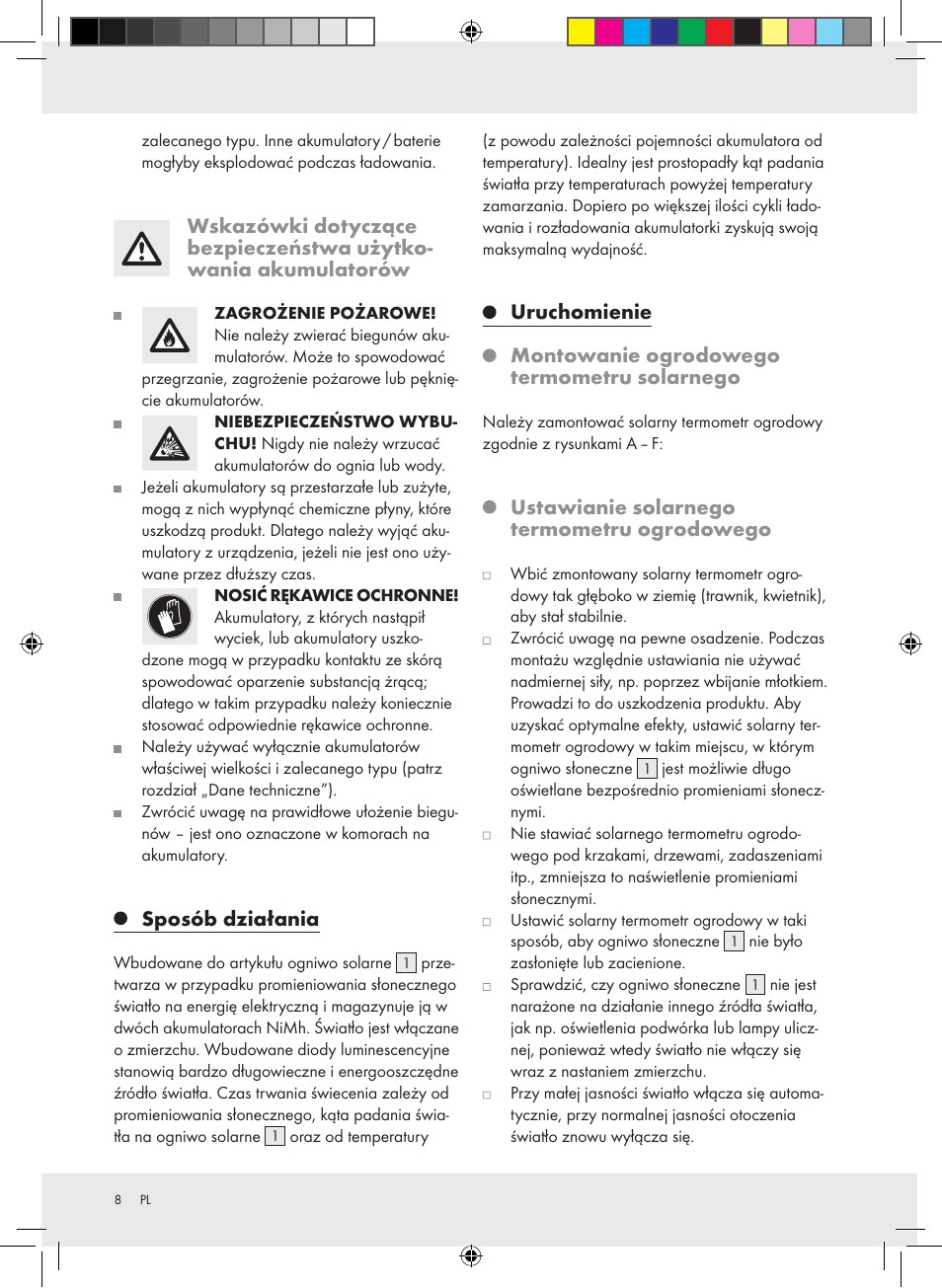 Sposób działania, Ustawianie solarnego termometru ogrodowego | Auriol Z31269 User Manual | Page 8 / 26