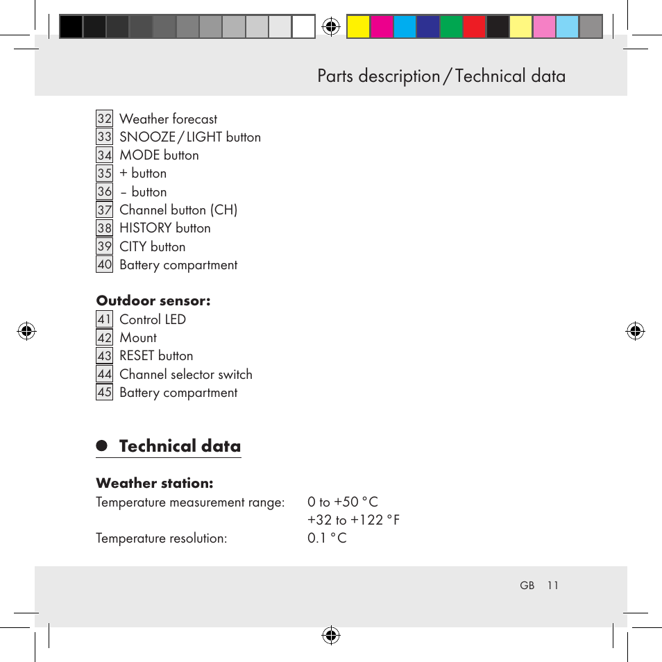 Parts description / technical data, Parts description, Technical data | Auriol Z31130 User Manual | Page 11 / 297