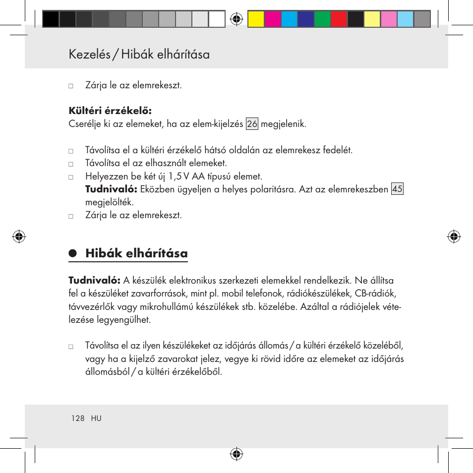 Hibák elhárítása | Auriol Z31130 User Manual | Page 128 / 297