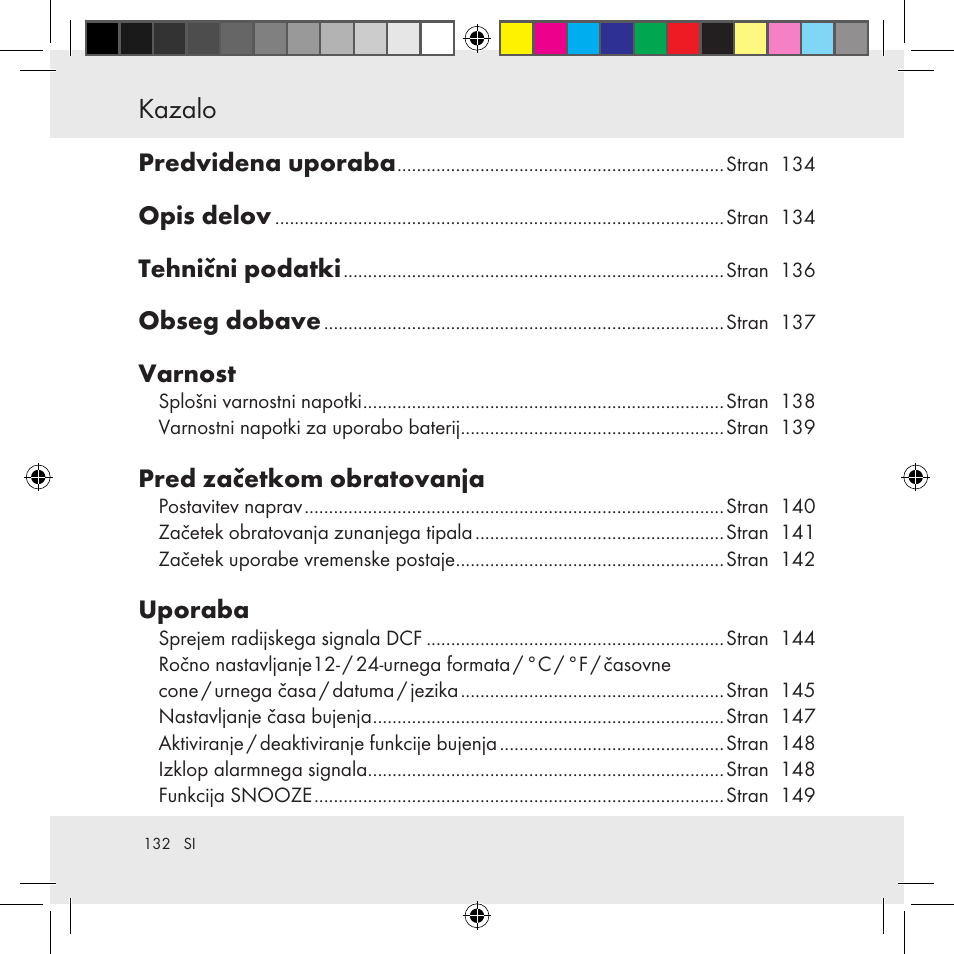 Kazalo | Auriol Z31130 User Manual | Page 132 / 297