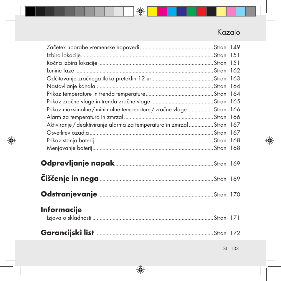 Kazalo | Auriol Z31130 User Manual | Page 133 / 297