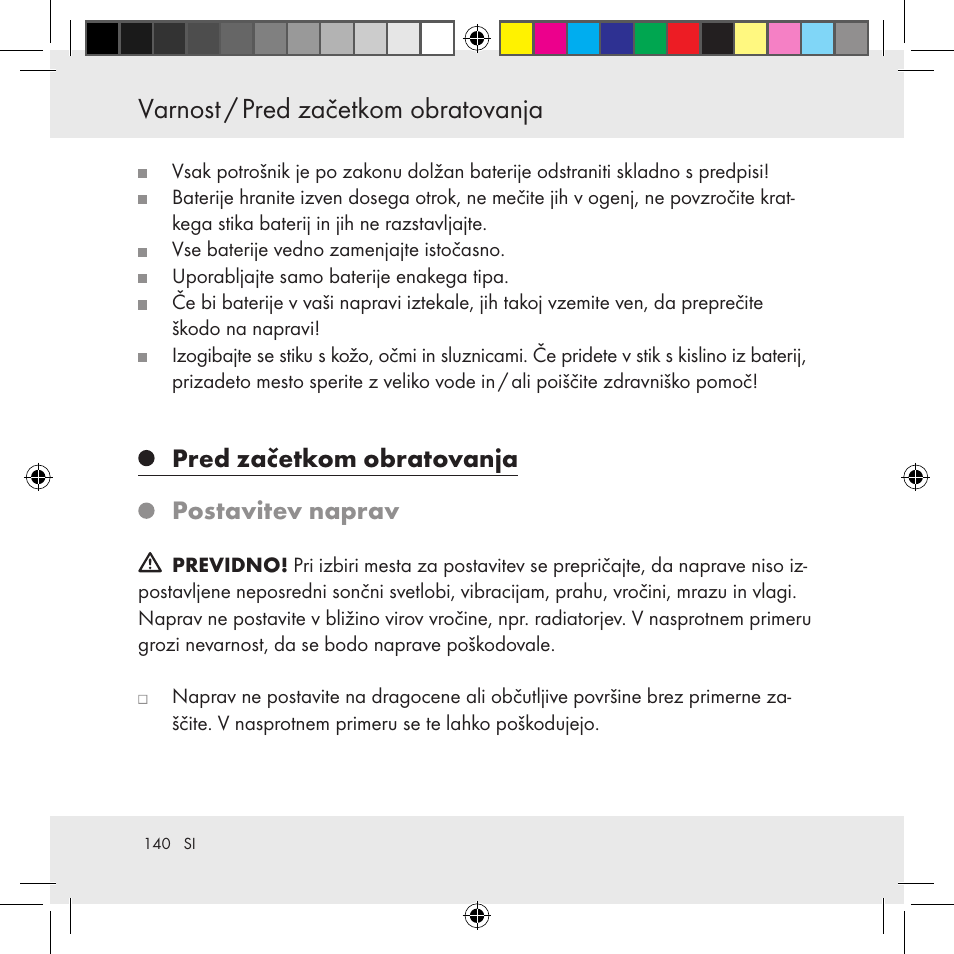 Pred začetkom obratovanja postavitev naprav | Auriol Z31130 User Manual | Page 140 / 297