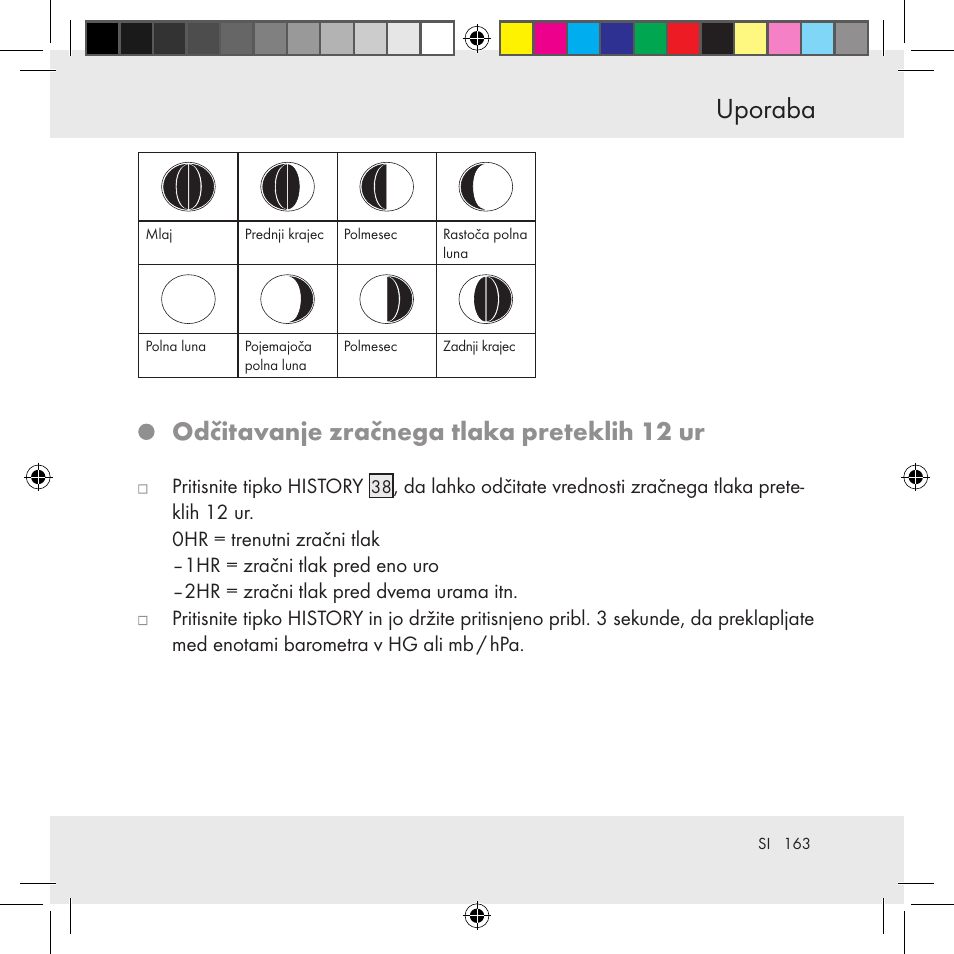 Uporaba, Odčitavanje zračnega tlaka preteklih 12 ur | Auriol Z31130 User Manual | Page 163 / 297