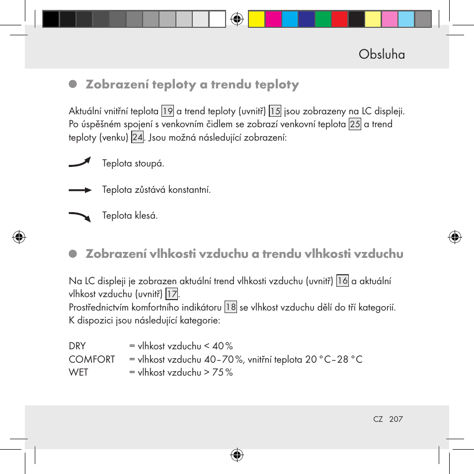 Obsluha, Zobrazení teploty a trendu teploty | Auriol Z31130 User Manual | Page 207 / 297