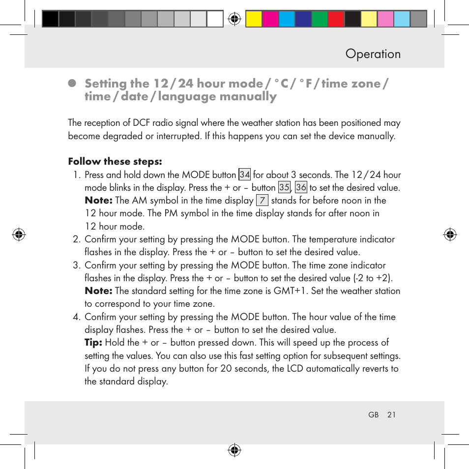 Operation | Auriol Z31130 User Manual | Page 21 / 297