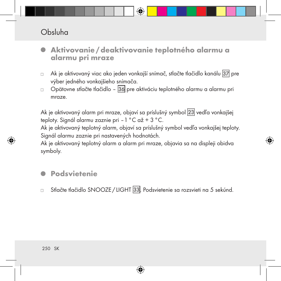 Obsluha, Podsvietenie | Auriol Z31130 User Manual | Page 250 / 297