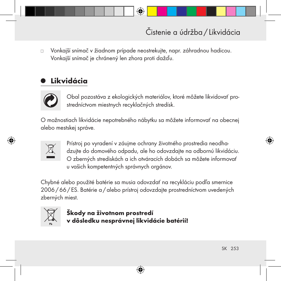 Likvidácia | Auriol Z31130 User Manual | Page 253 / 297