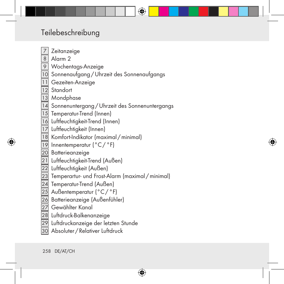 Teilebeschreibung, Teilebeschreibung / technische daten | Auriol Z31130 User Manual | Page 258 / 297