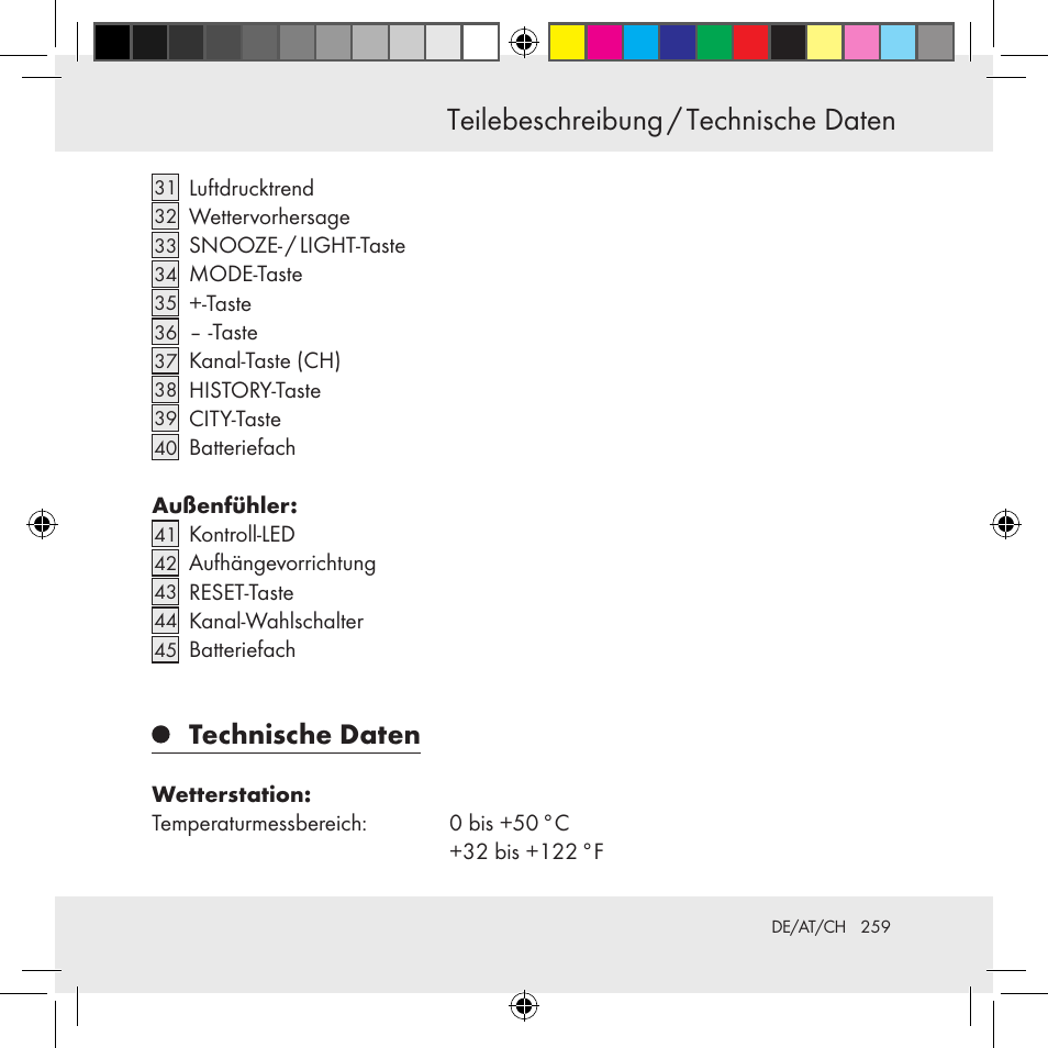 Technische daten | Auriol Z31130 User Manual | Page 259 / 297