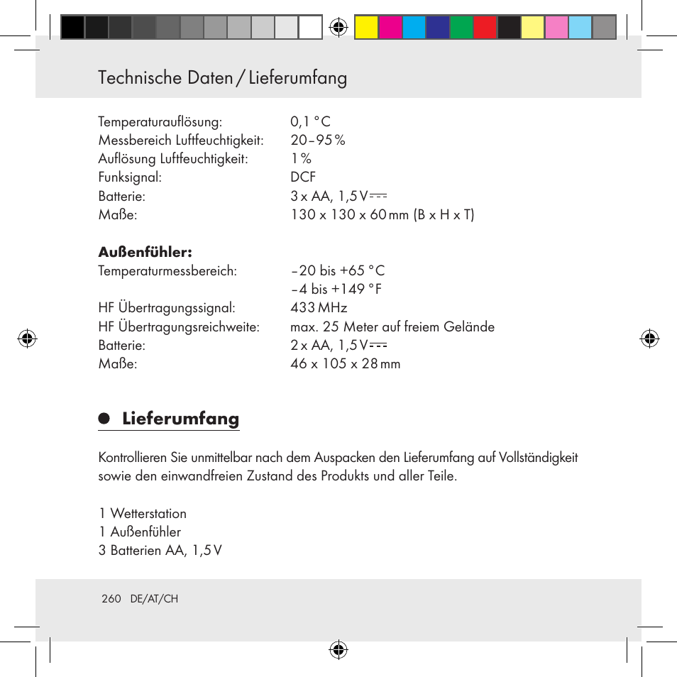 Technische daten / lieferumfang, Lieferumfang / sicherheit, Lieferumfang | Auriol Z31130 User Manual | Page 260 / 297