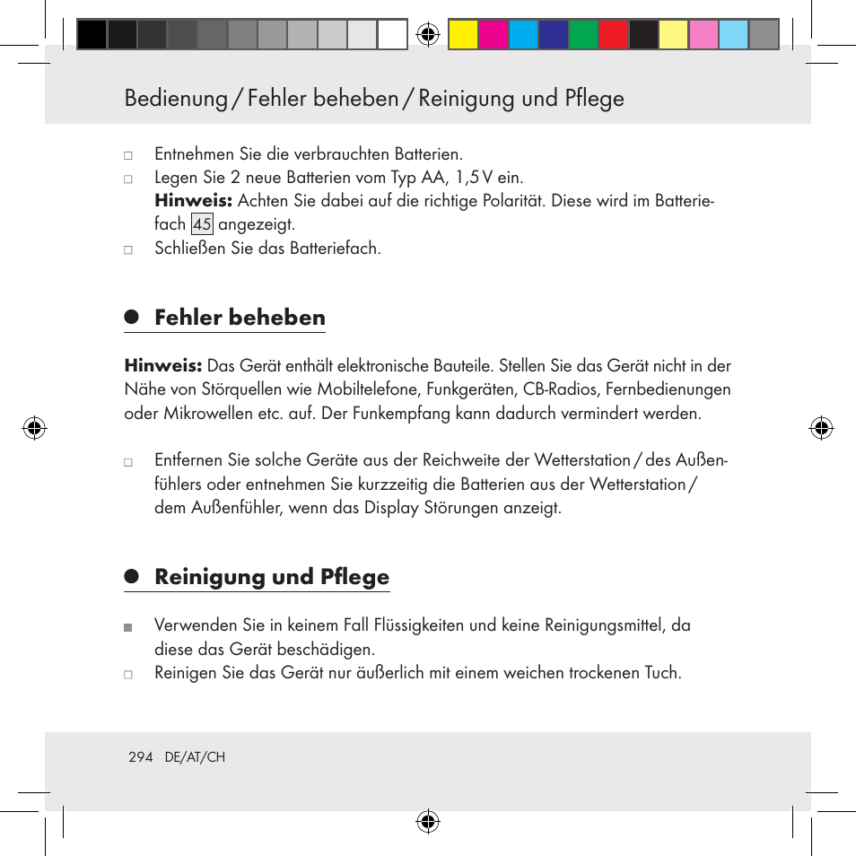 Fehler beheben, Reinigung und pflege | Auriol Z31130 User Manual | Page 294 / 297