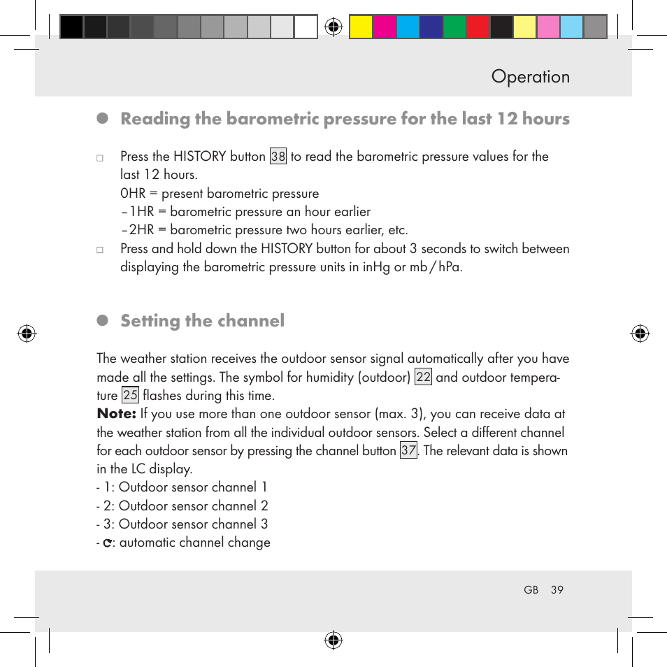 Operation, Setting the channel | Auriol Z31130 User Manual | Page 39 / 297