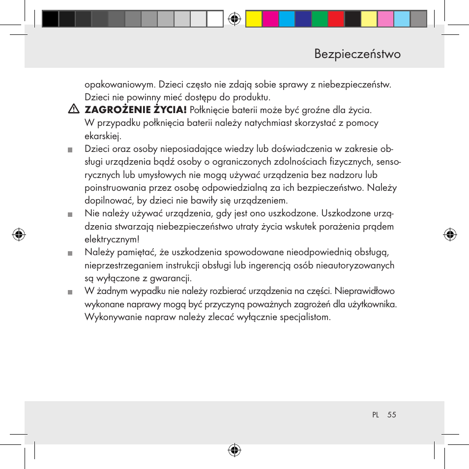 Bezpieczeństwo zawartość zestawu / bezpieczeństwo | Auriol Z31130 User Manual | Page 55 / 297