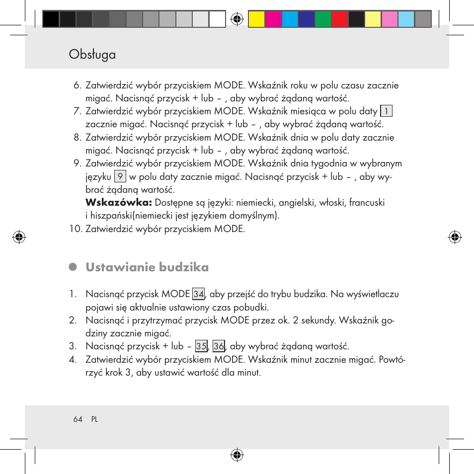 Obsługa, Ustawianie budzika | Auriol Z31130 User Manual | Page 64 / 297