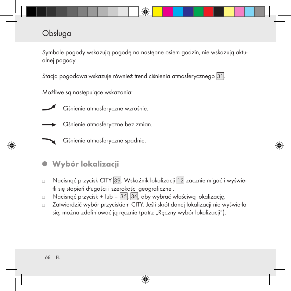 Obsługa, Wybór lokalizacji | Auriol Z31130 User Manual | Page 68 / 297