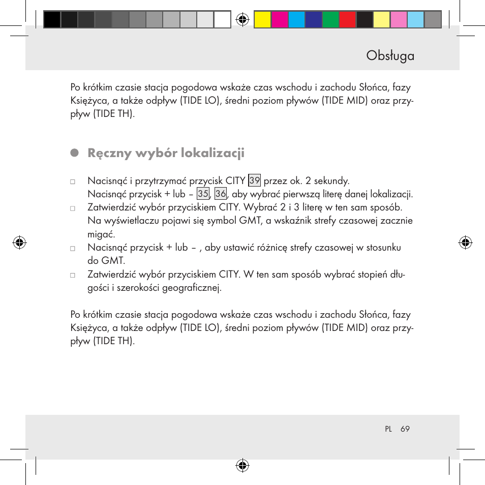 Obsługa, Ręczny wybór lokalizacji | Auriol Z31130 User Manual | Page 69 / 297