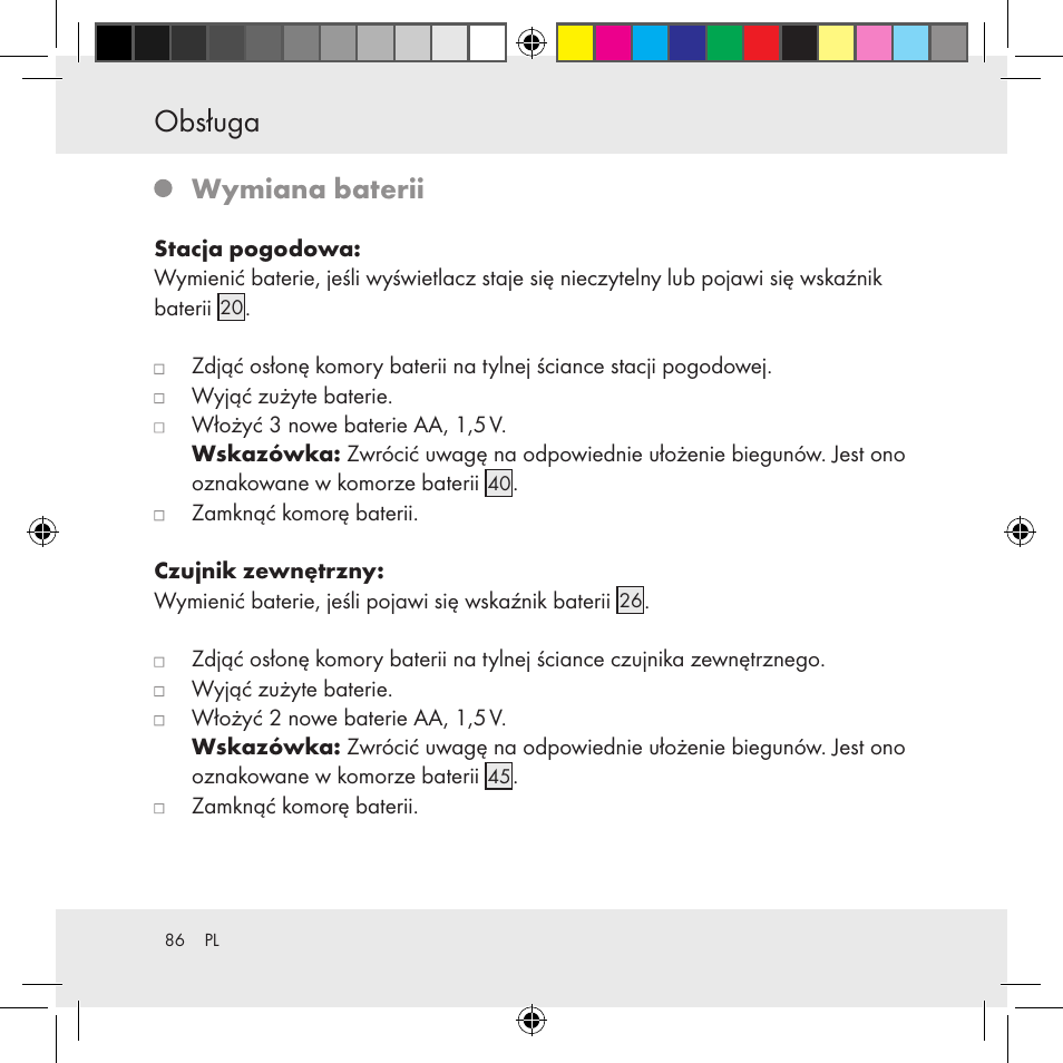 Wymiana baterii | Auriol Z31130 User Manual | Page 86 / 297