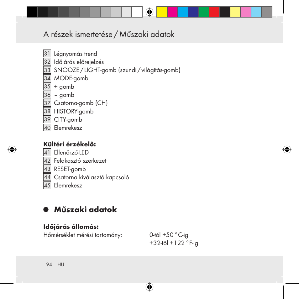 Műszaki adatok | Auriol Z31130 User Manual | Page 94 / 297