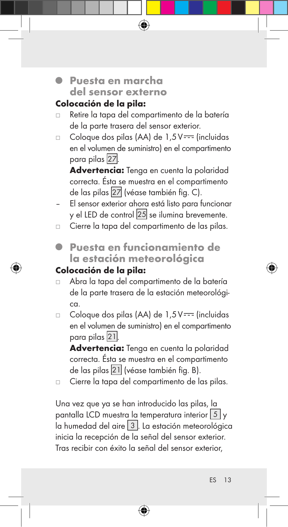 Puesta en marcha del sensor externo | Auriol Z29962C User Manual | Page 13 / 112