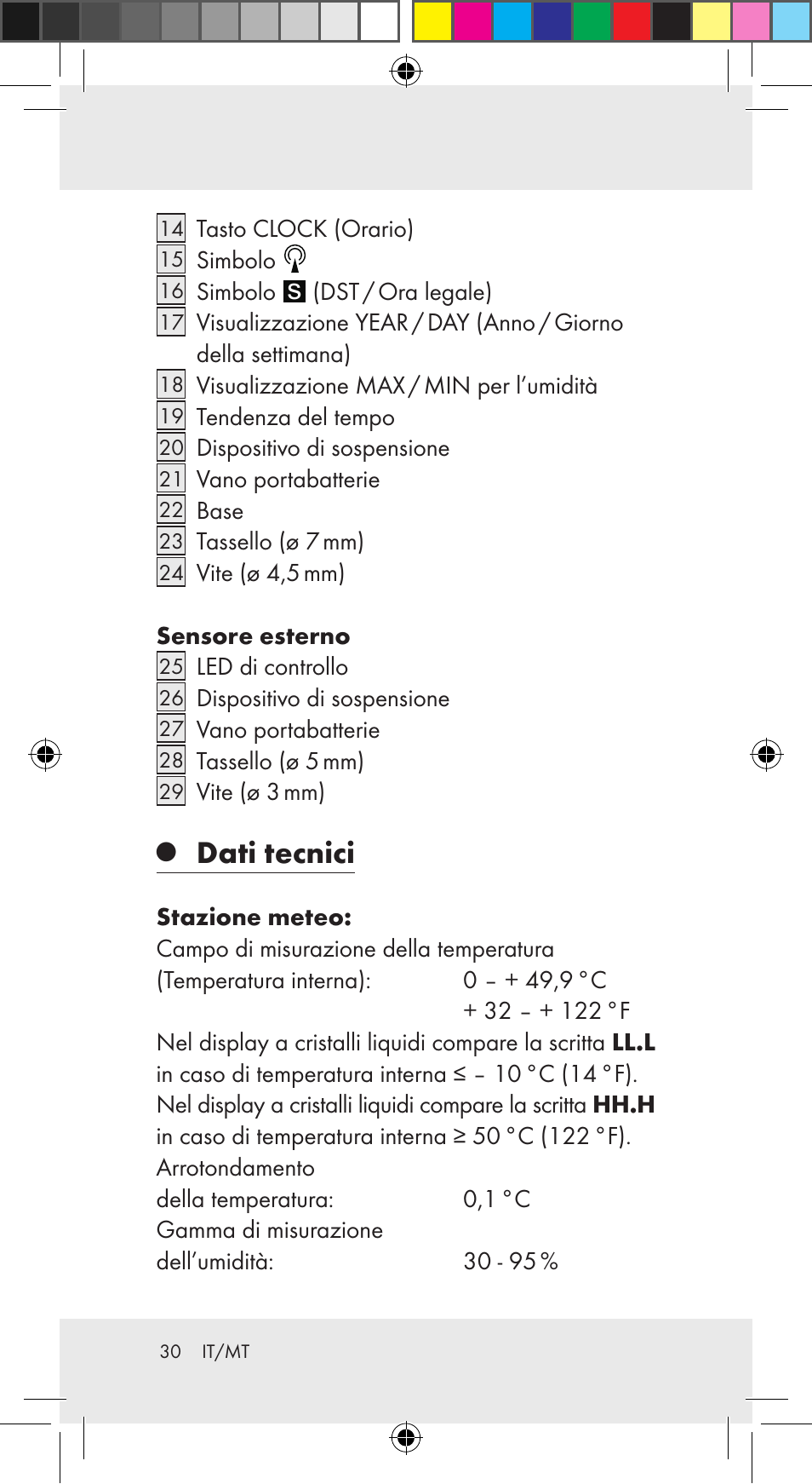 Dati tecnici | Auriol Z29962C User Manual | Page 30 / 112