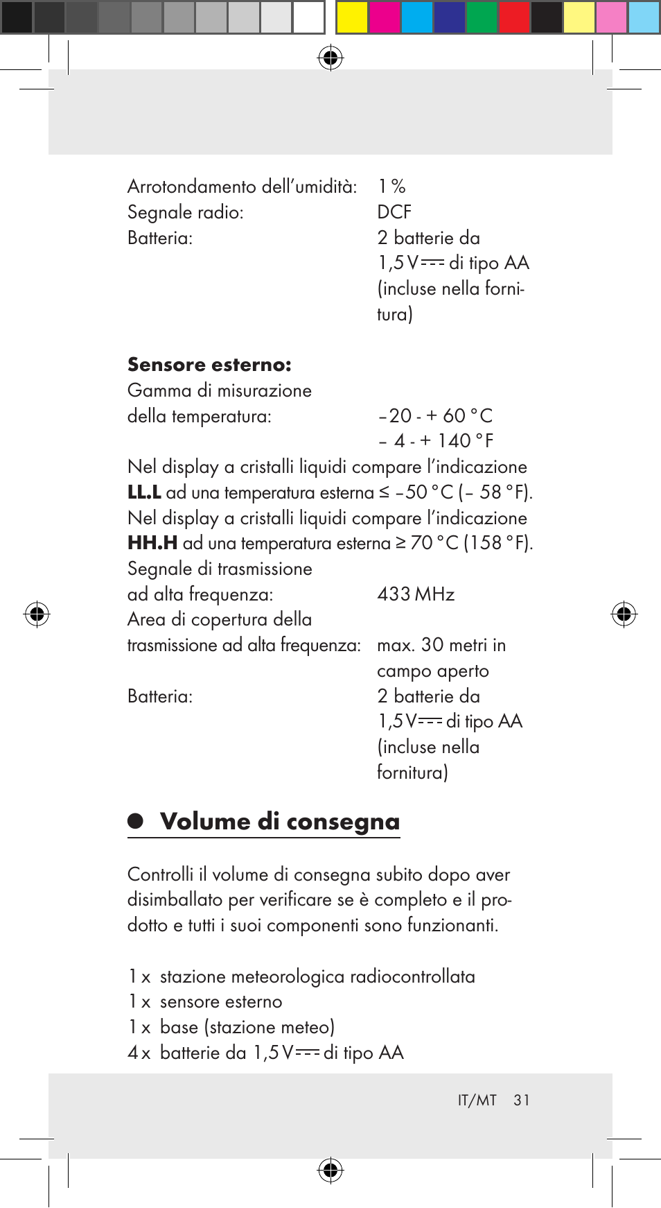 Volume di consegna | Auriol Z29962C User Manual | Page 31 / 112