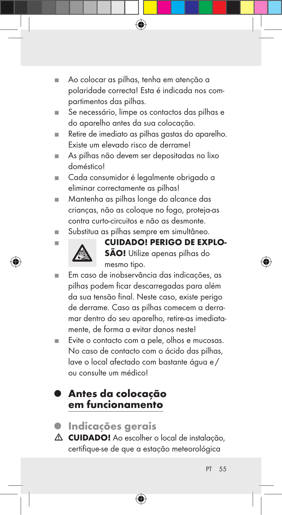 Antes da colocação em funcionamento, Indicações gerais | Auriol Z29962C User Manual | Page 55 / 112