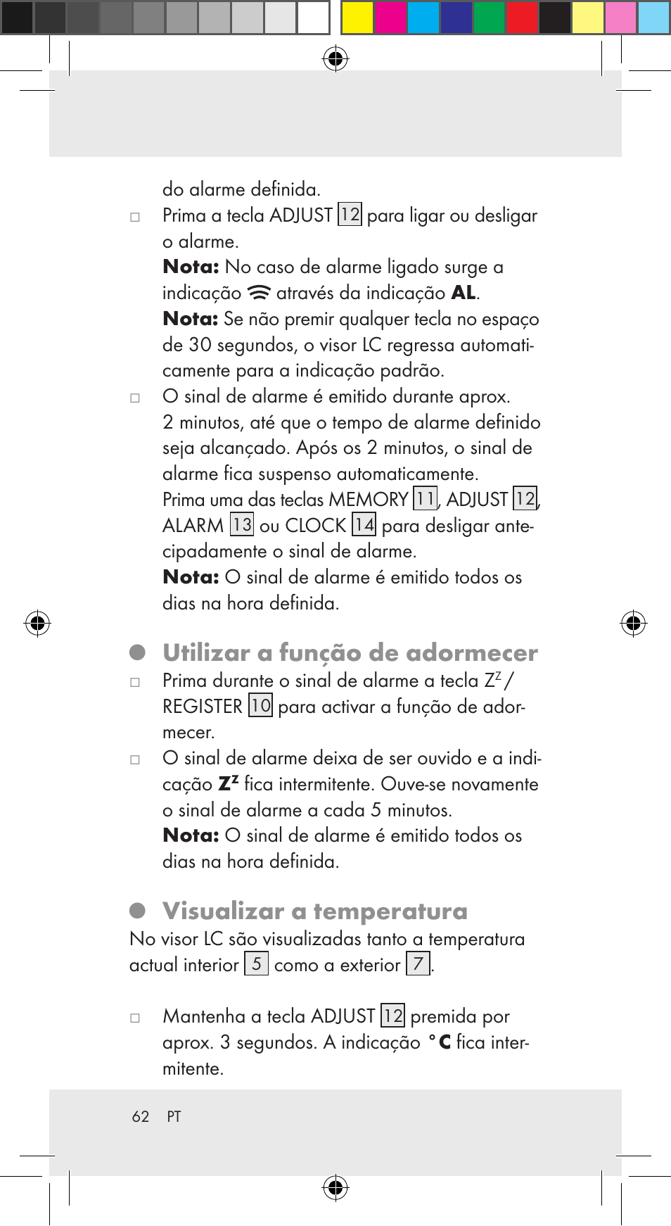 Utilizar a função de adormecer, Visualizar a temperatura | Auriol Z29962C User Manual | Page 62 / 112