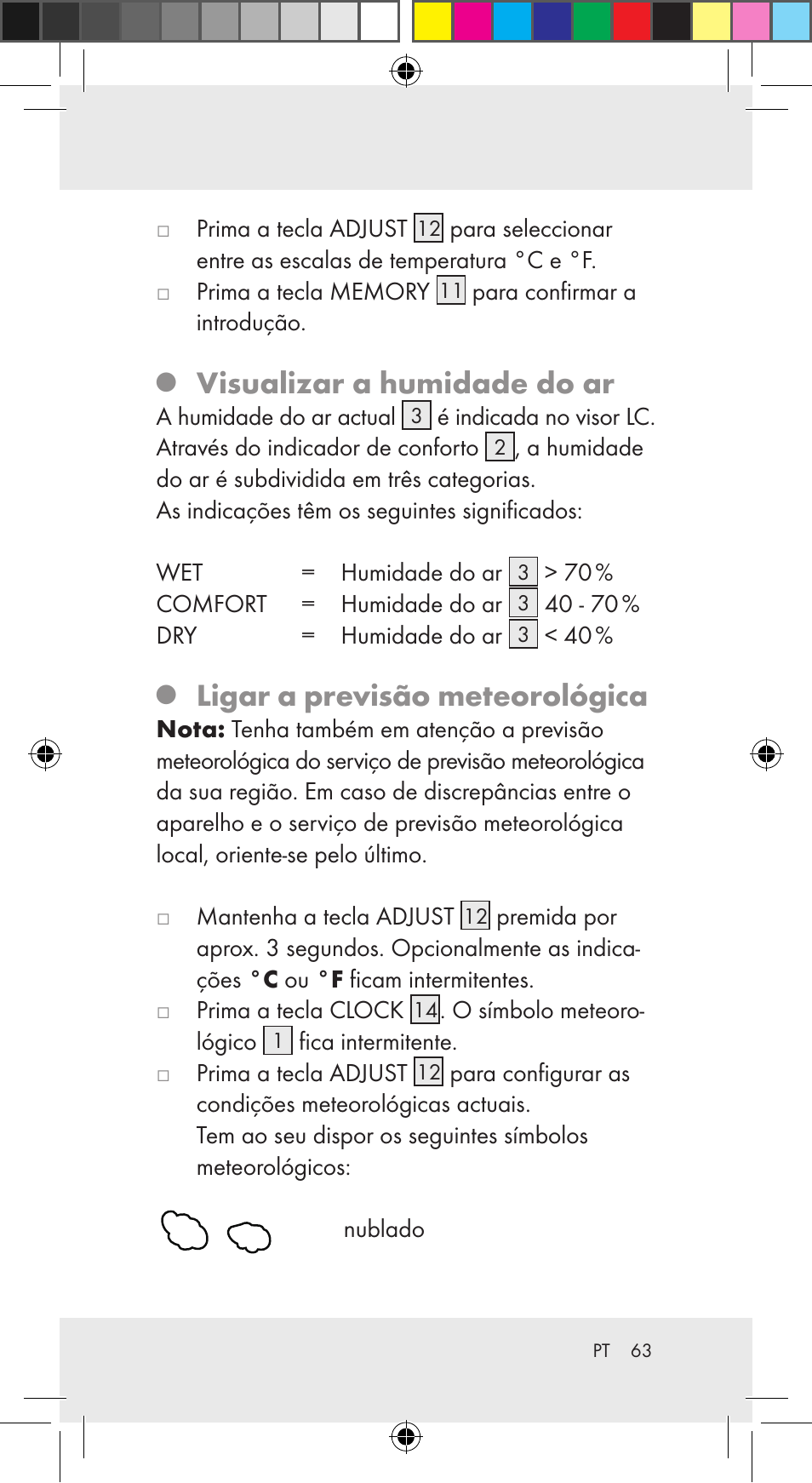 Visualizar a humidade do ar, Ligar a previsão meteorológica | Auriol Z29962C User Manual | Page 63 / 112